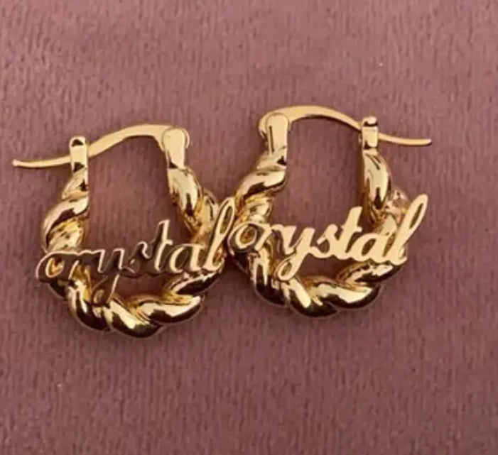 Rich Kids Name Plate Earrings