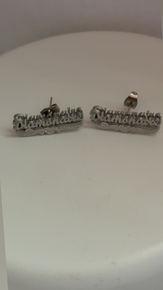 Custom Rich 3D NAME PLATE EARRINGS